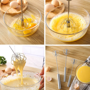 Stainless Steel Manual Self Turning Whisk