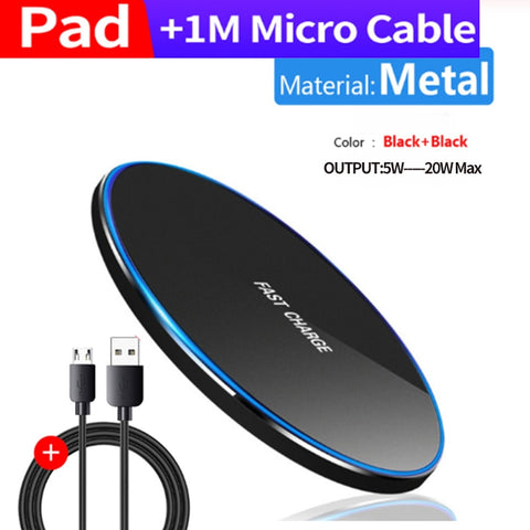 Image of Metal 20W Qi Wireless Charger Quick Charge 3.0 for Samsung S20 S9 S10 Note9 Fast Charging Pad for iPhone 12 X XS 11 XR 8 Airpods