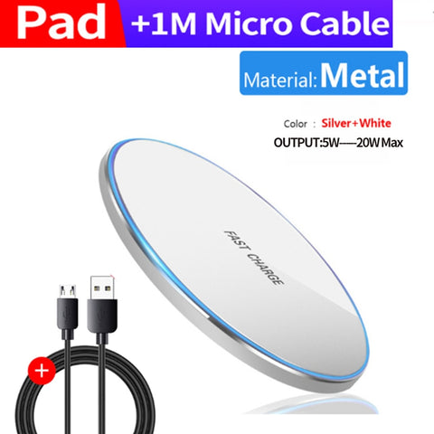 Image of Metal 20W Qi Wireless Charger Quick Charge 3.0 for Samsung S20 S9 S10 Note9 Fast Charging Pad for iPhone 12 X XS 11 XR 8 Airpods