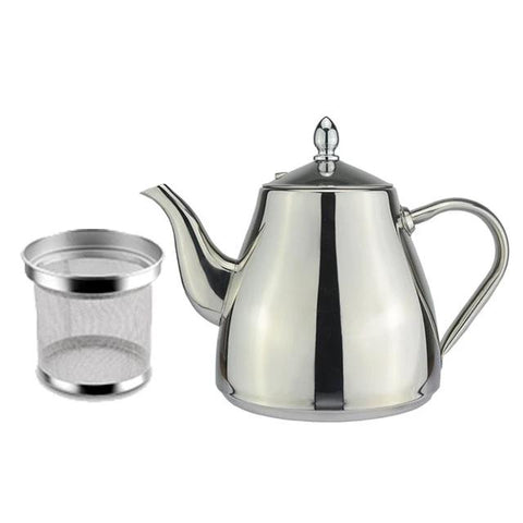 Image of Stainless steel tea pot with tea strainer