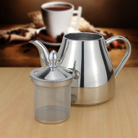 Image of Stainless steel tea pot with tea strainer