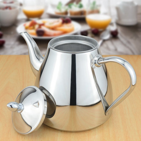 Image of Stainless steel tea pot with tea strainer